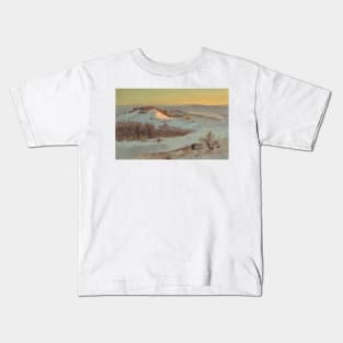 Hudson Valley, New York in Winter by Frederic Edwin Church Kids T-Shirt